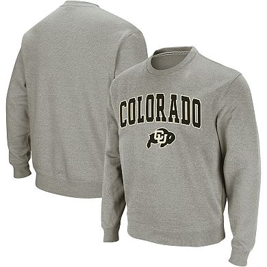 Men's Colosseum Heather Gray Colorado Buffaloes Arch & Logo Crew Neck Sweatshirt