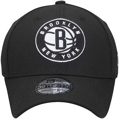 Men's New Era Black Brooklyn Nets Team Classic 39THIRTY Flex Hat