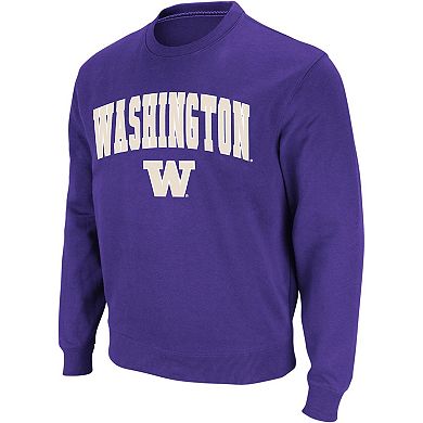 Men's Colosseum Purple Washington Huskies Arch & Logo Crew Neck Sweatshirt