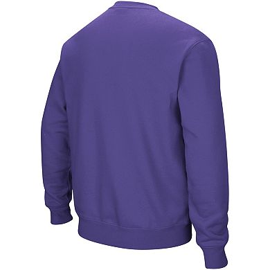 Men's Colosseum Purple Washington Huskies Arch & Logo Crew Neck Sweatshirt