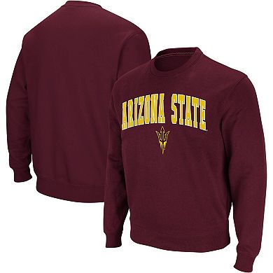 Men's Colosseum Maroon Arizona State Sun Devils Arch & Logo Crew Neck Sweatshirt