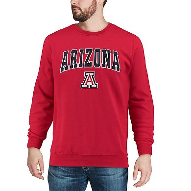 Men's Colosseum Red Arizona Wildcats Arch & Logo Crew Neck Sweatshirt