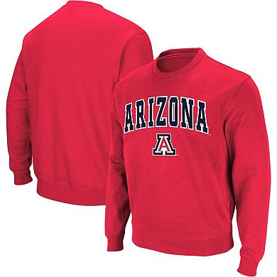 Men's Colosseum Red Arizona Wildcats Arch & Logo Crew Neck Sweatshirt