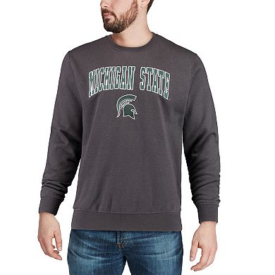 Men's Colosseum Charcoal Michigan State Spartans Arch & Logo Crew Neck Sweatshirt
