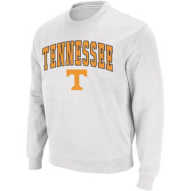 Men's Colosseum White Tennessee Volunteers Arch & Logo Crew Neck Sweatshirt