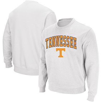 Men's Colosseum White Tennessee Volunteers Arch & Logo Crew Neck Sweatshirt