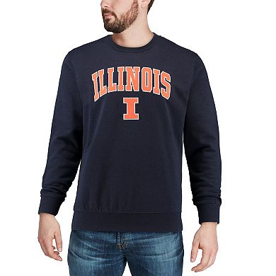 Men's Colosseum Navy Illinois Fighting Illini Arch & Logo Crew Neck Sweatshirt