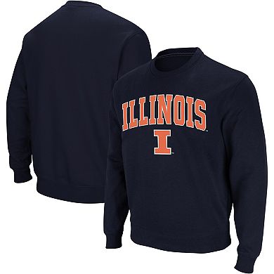 Men's Colosseum Navy Illinois Fighting Illini Arch & Logo Crew Neck Sweatshirt