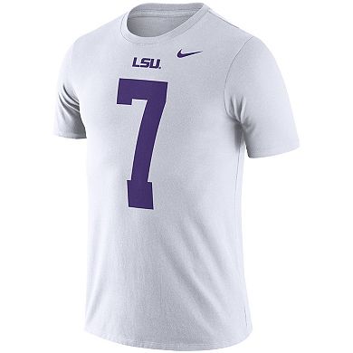 Men's Nike Leonard Fournette White LSU Tigers Football Name & Number Performance T-Shirt