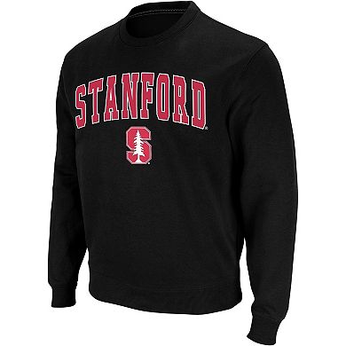 Men's Colosseum Black Stanford Cardinal Arch & Logo Crew Neck Sweatshirt