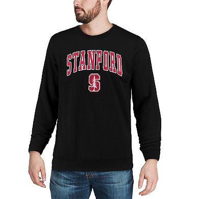 Men's Colosseum Black Stanford Cardinal Arch & Logo Crew Neck Sweatshirt