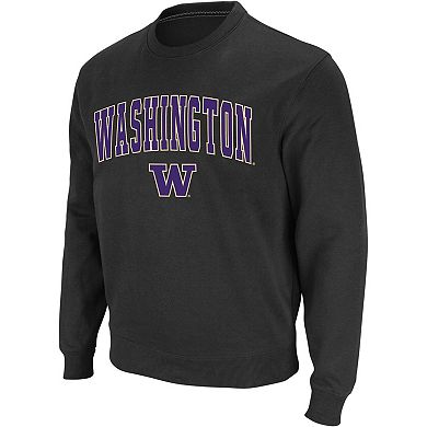 Men's Colosseum Charcoal Washington Huskies Arch & Logo Crew Neck Sweatshirt