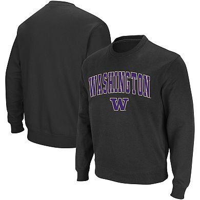 Men's Colosseum Charcoal Washington Huskies Arch & Logo Crew Neck Sweatshirt