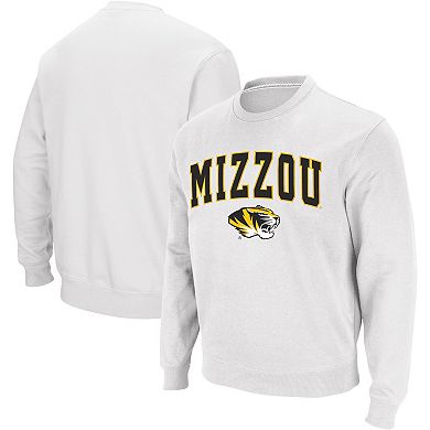 Men's Colosseum White Missouri Tigers Arch & Logo Crew Neck Sweatshirt