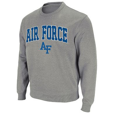 Men's Colosseum Heathered Gray Air Force Falcons Arch & Logo Sweatshirt