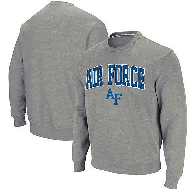 Men's Colosseum Heathered Gray Air Force Falcons Arch & Logo Sweatshirt