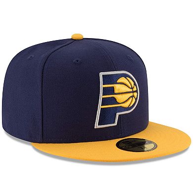 Men's New Era Navy/Yellow Indiana Pacers Official Team Color 2Tone 59FIFTY Fitted Hat