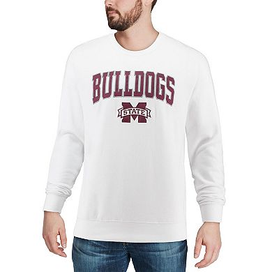 Men's Colosseum White Mississippi State Bulldogs Arch & Logo Crew Neck Sweatshirt