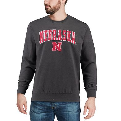 Men's Colosseum Charcoal Nebraska Huskers Arch & Logo Crew Neck Sweatshirt