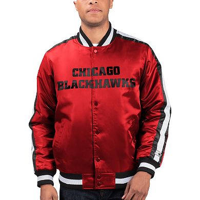 Men's Starter Red Chicago Blackhawks O-Line Varsity Full-Snap Jacket