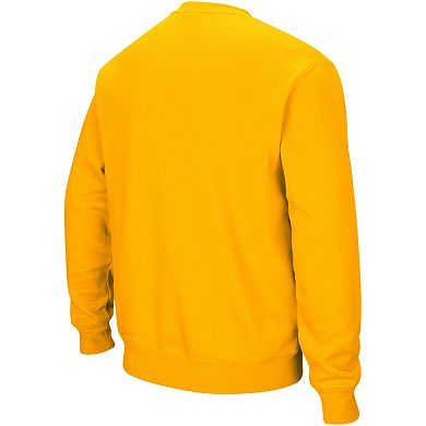 Men's Colosseum Gold Iowa Hawkeyes Arch & Logo Crew Neck Sweatshirt