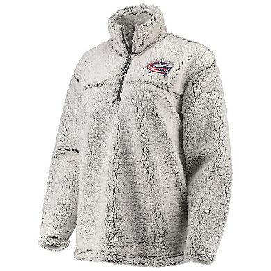 Women's G-III 4Her by Carl Banks Gray Columbus Blue Jackets Sherpa Quarter-Zip Pullover Jacket