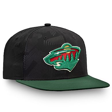 Men's Fanatics Branded Black/Green Minnesota Wild Iconic Snapback Adjustable Hat