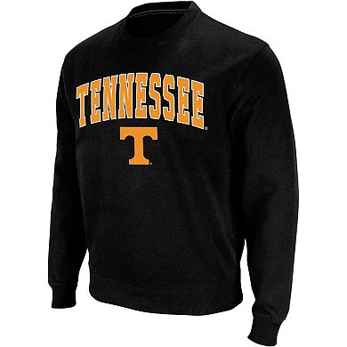 Men's Colosseum Black Tennessee Volunteers Arch & Logo Crew Neck Sweatshirt