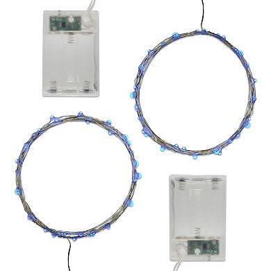 LumaBase Blue LED Fairy String Light 2-Piece Set