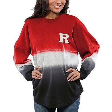 Women's Scarlet Rutgers Scarlet Knights Ombre Long Sleeve Dip-Dyed Spirit Jersey
