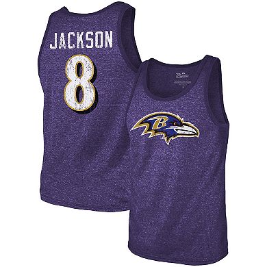 Men's Fanatics Branded Lamar Jackson Purple Baltimore Ravens Name & Number Tri-Blend Tank Top