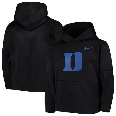 Youth Nike Black Duke Blue Devils Logo KO Pullover Performance Hoodie