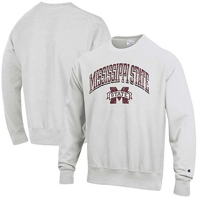 Men's Champion Gray Mississippi State Bulldogs Arch Over Logo Reverse Weave Pullover Sweatshirt
