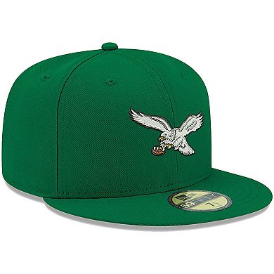 Men's New Era Kelly Green Philadelphia Eagles Omaha Throwback 59FIFTY Fitted Hat