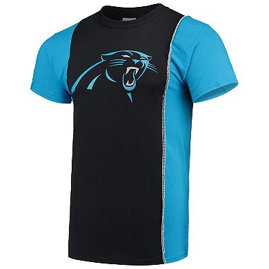 Men's Refried Apparel Black/Blue Carolina Panthers Sustainable Upcycled Split T-Shirt
