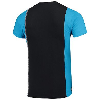 Men's Refried Apparel Black/Blue Carolina Panthers Sustainable Upcycled Split T-Shirt