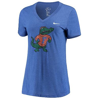 Women's Nike Heathered Royal Florida Gators Vault Tri-Blend V-Neck T-Shirt