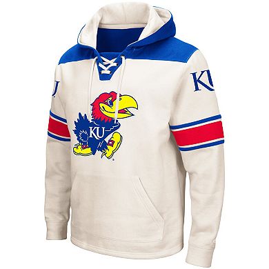 Men's Colosseum Cream Kansas Jayhawks 2.0 Lace-Up Pullover Hoodie