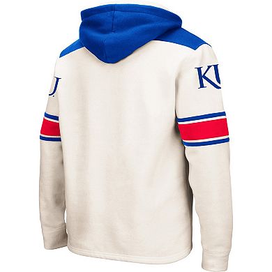 Men's Colosseum Cream Kansas Jayhawks 2.0 Lace-Up Pullover Hoodie