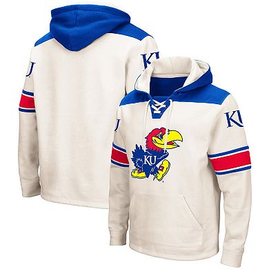 Men's Colosseum Cream Kansas Jayhawks 2.0 Lace-Up Pullover Hoodie