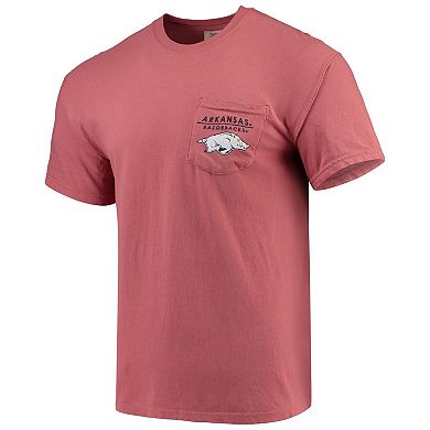 Men's Cardinal Arkansas Razorbacks Landscape Shield Comfort Colors Pocket T-Shirt