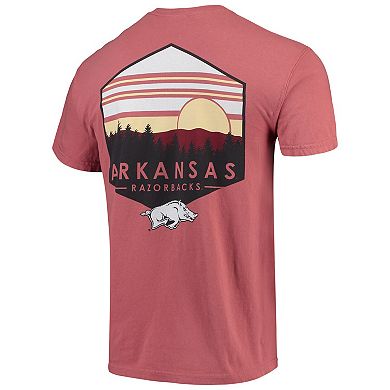 Men's Cardinal Arkansas Razorbacks Landscape Shield Comfort Colors Pocket T-Shirt