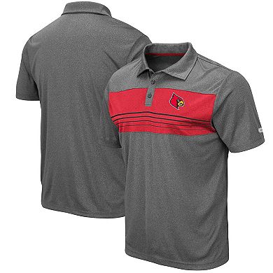 Men's Colosseum Heathered Charcoal Louisville Cardinals Smithers Polo