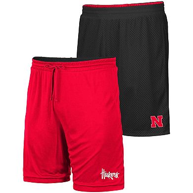 Men's Colosseum Black/Scarlet Nebraska Huskers Wiggum Reversible Shorts