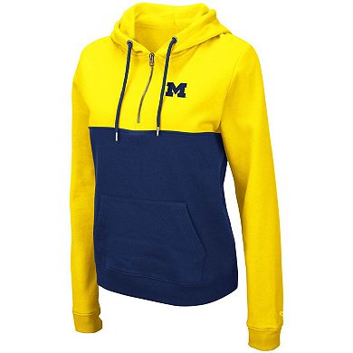 Women's Colosseum Maize/Navy Michigan Wolverines Aidan Lightweight Half-Zip Hoodie