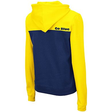 Women's Colosseum Maize/Navy Michigan Wolverines Aidan Lightweight Half-Zip Hoodie