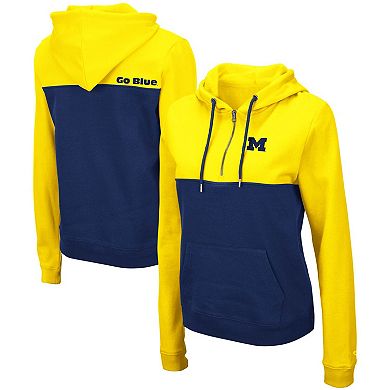 Women's Colosseum Maize/Navy Michigan Wolverines Aidan Lightweight Half-Zip Hoodie