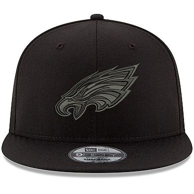 Men's New Era Black Philadelphia Eagles Black On Black 9FIFTY Adjustable Hat