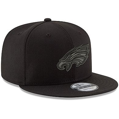 Men's New Era Black Philadelphia Eagles Black On Black 9FIFTY Adjustable Hat