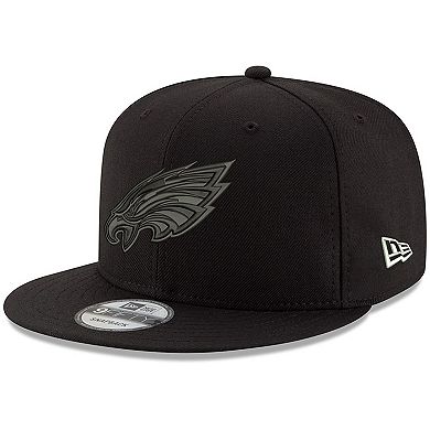 Men's New Era Black Philadelphia Eagles Black On Black 9FIFTY Adjustable Hat